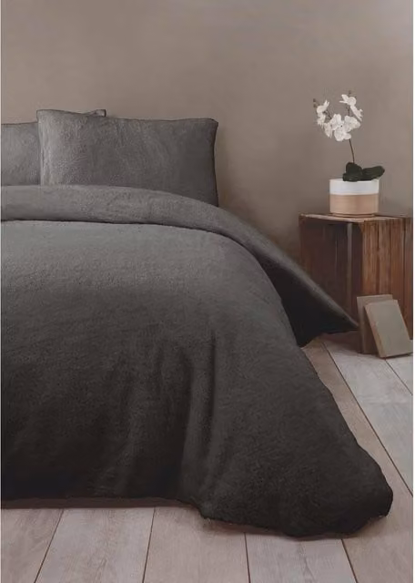Rapport Grey Sherpa Fleece Duvet Cover, 140 x 200 cm