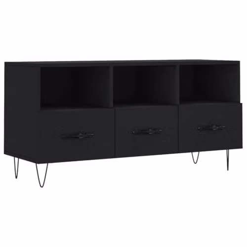 vidaXL Modern Black TV Cabinet in Matt MDF and Metal, W: 102 cm, D: 36 cm, H: 50 cm – 1