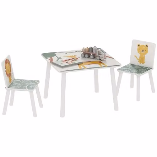 AIYAPLAY 3-Piece Kids Table and 2 Chairs Set in Green for Childrens Bedrooms and Nurseries – 1