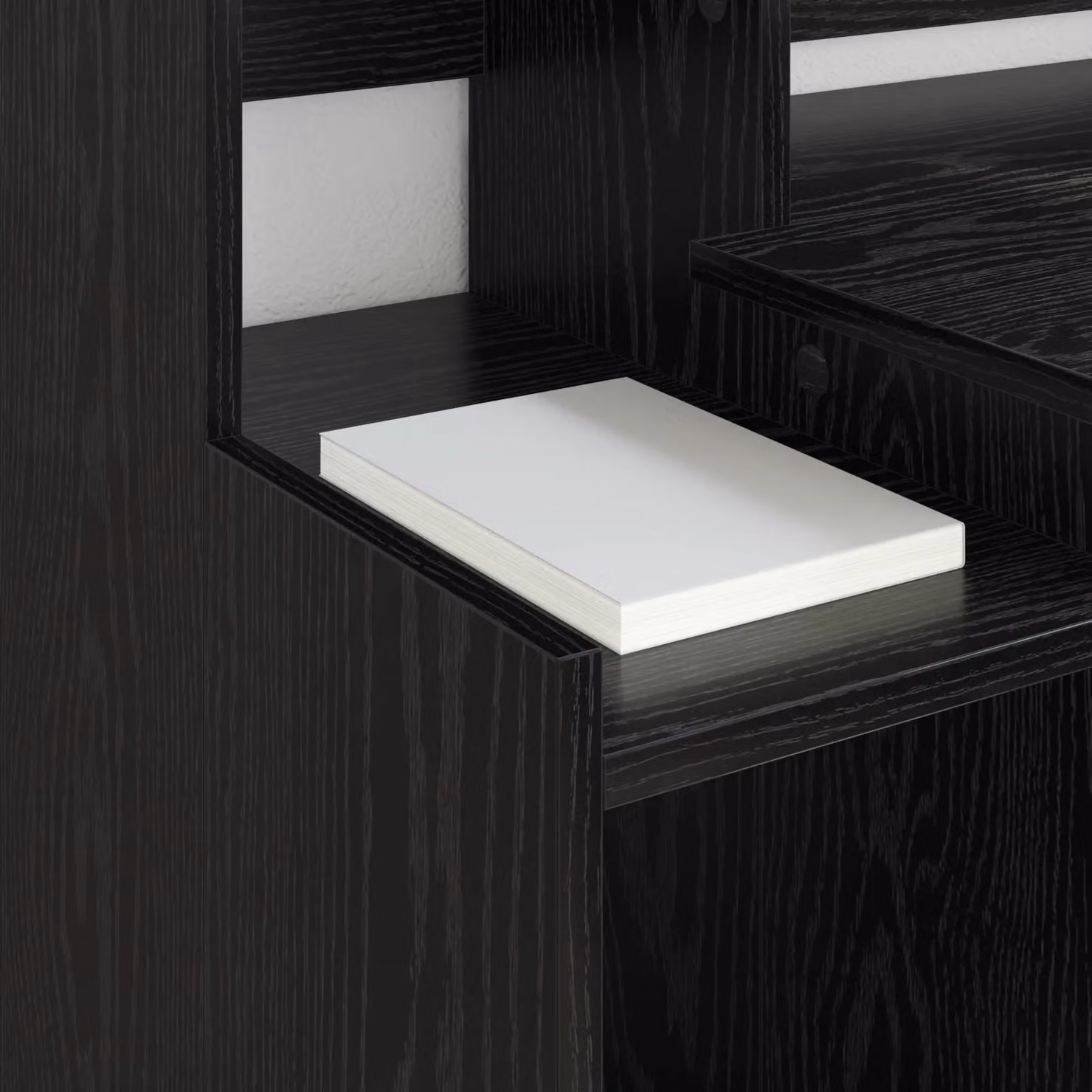 Berkfield Modern Black Oak Writing Desk with Storage Shelf and Matt Finish – 3