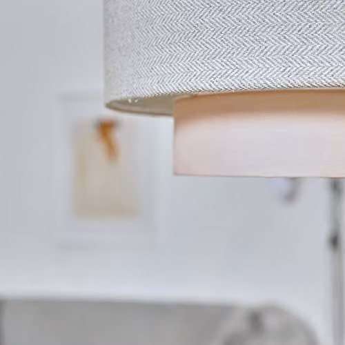 ValueLights Modern Cylinder Fabric Ceiling Pendant Shade in Pink and Grey, Width: 30 cm – 2