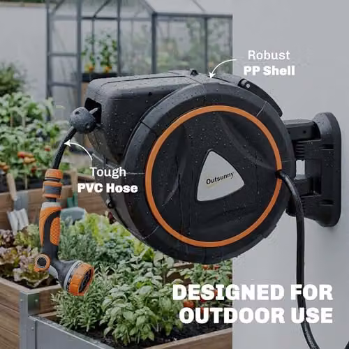 Outsunny Orange Wall Mounted Automatic Retractable Hose Reel – 7