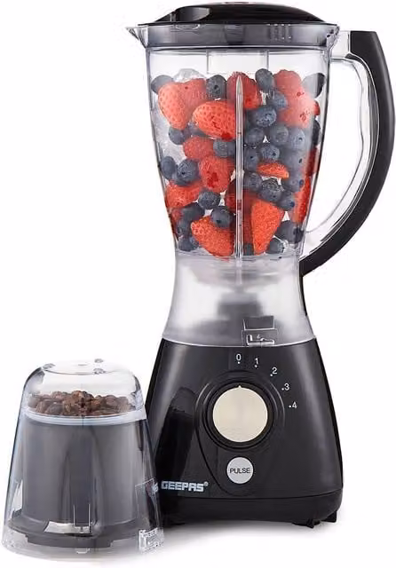 Geepas 550W Jug Blender with Coffee and Spice Mill Attachment in Black