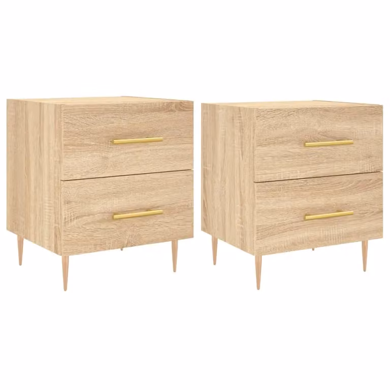 Berkfield Home Set of 2 Bedside Cabinets in Sonoma Oak Brown, W/D/H: 40 x 35 x 47.5 cm