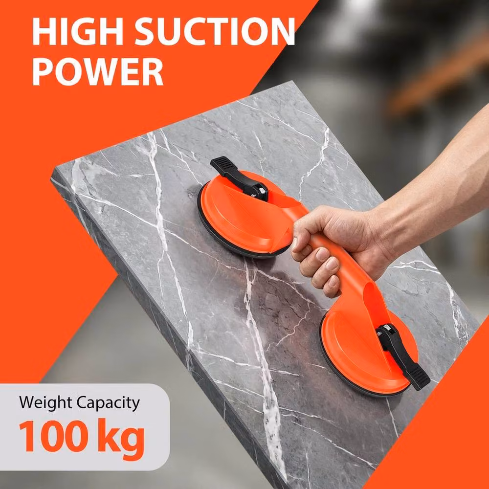 SPETLEK 2 Pack Dual Suction Cup Pad Lifter for Glass and Tile, Orange – 3