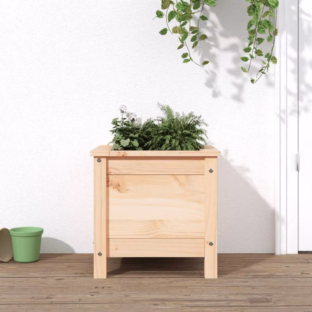 Berkfield Home Garden Wood Planter Tub in Beige, W/D/H: 40 x 40 x 39 cm – 2