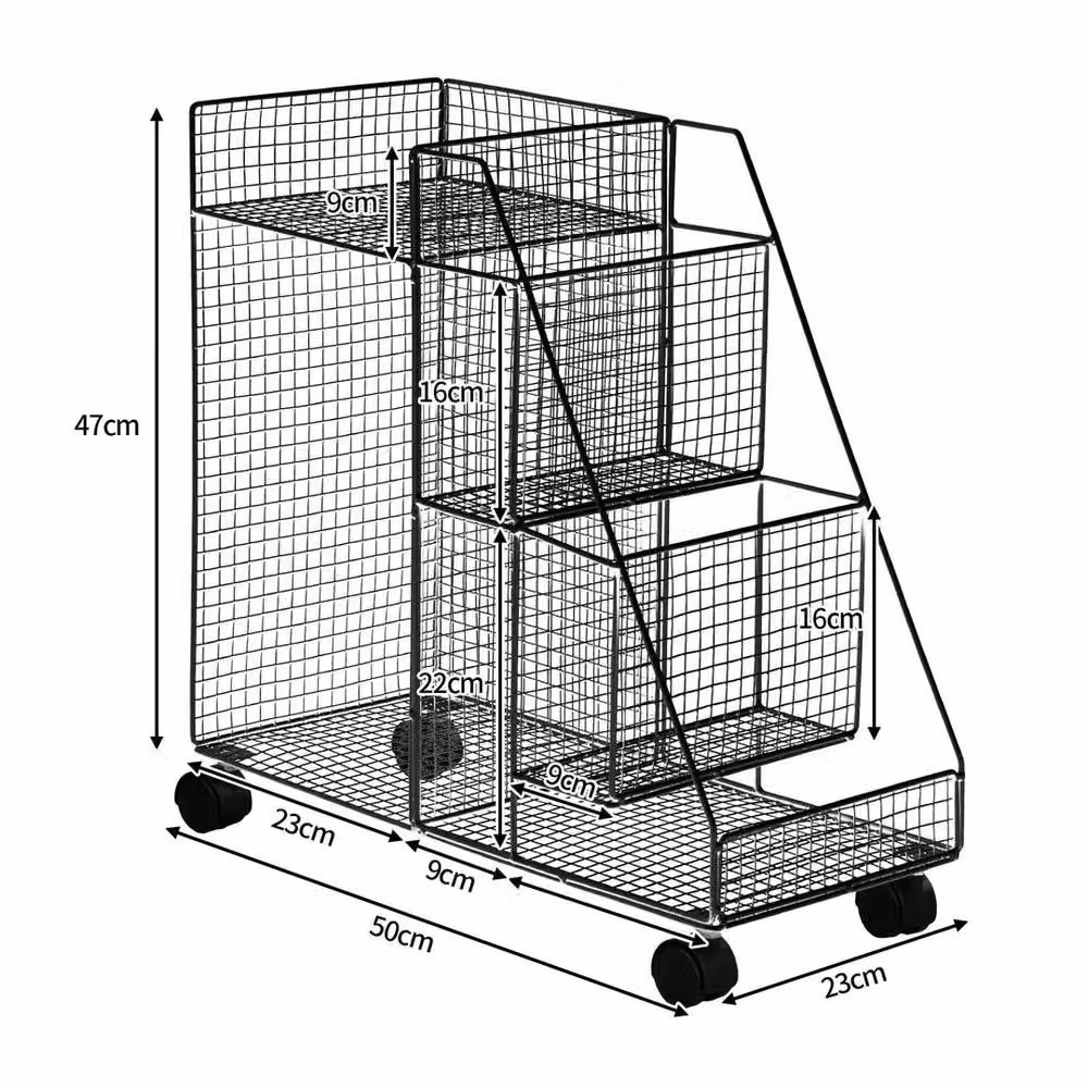 FLAVORA Black Multi-tier Metal Storage Trolley on Wheels – 2