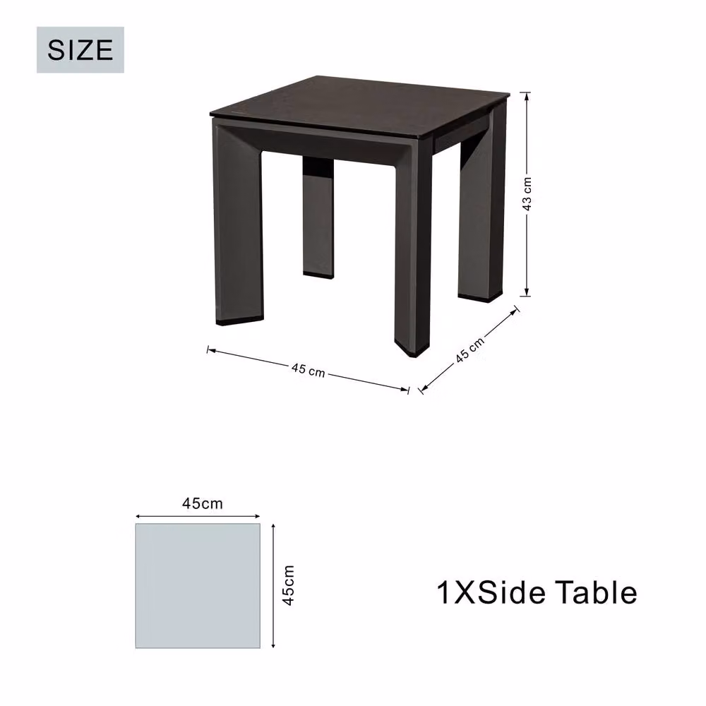 Mimo Grey Aluminum Side Table with Ceramic Glass Top and Adjustable Feet – 6