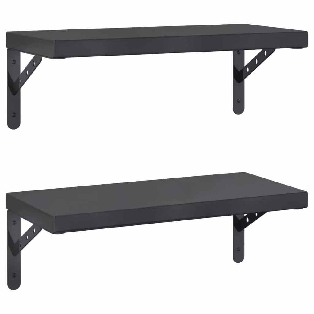 Berkfield Home Black Stainless Steel Wall Mounted Shelves, 2 Pack, W: 50 cm, D: 23.5 cm – 2