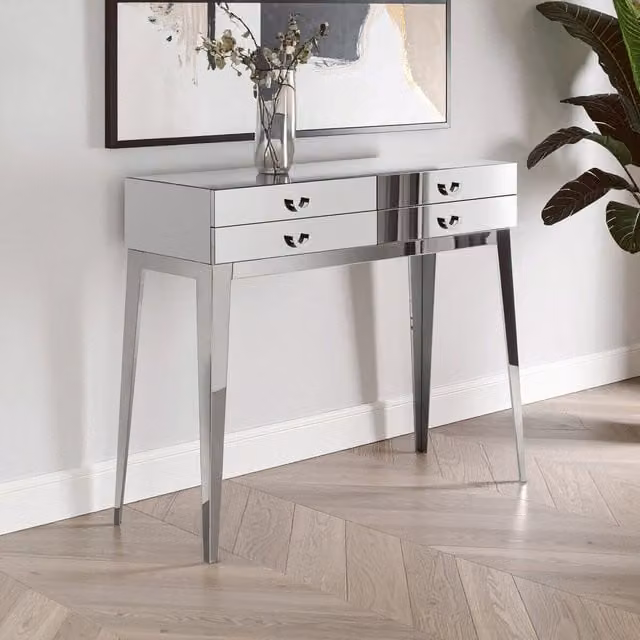 Orsina Allure Lure 4 Drawer Console Table in Silver