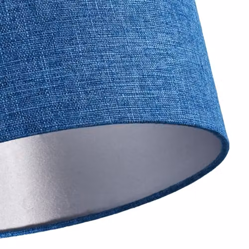 Happy Homewares Modern Round Blue and Silver Fabric Drum Lampshade, Diameter: 30 cm – 2