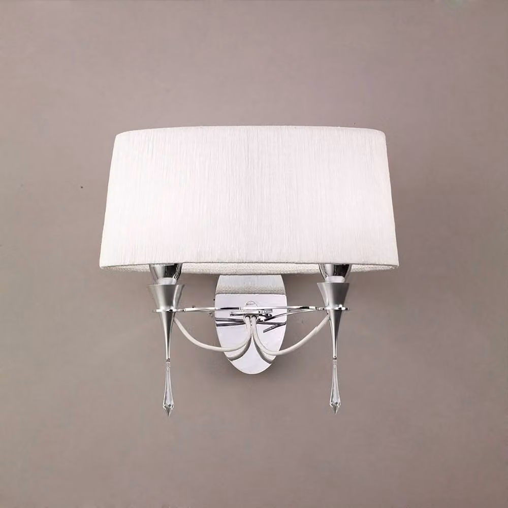Netlighting Lucca Switched 2-Light Wall Lamp with White Shade and Crystal Details in Chrome – 2