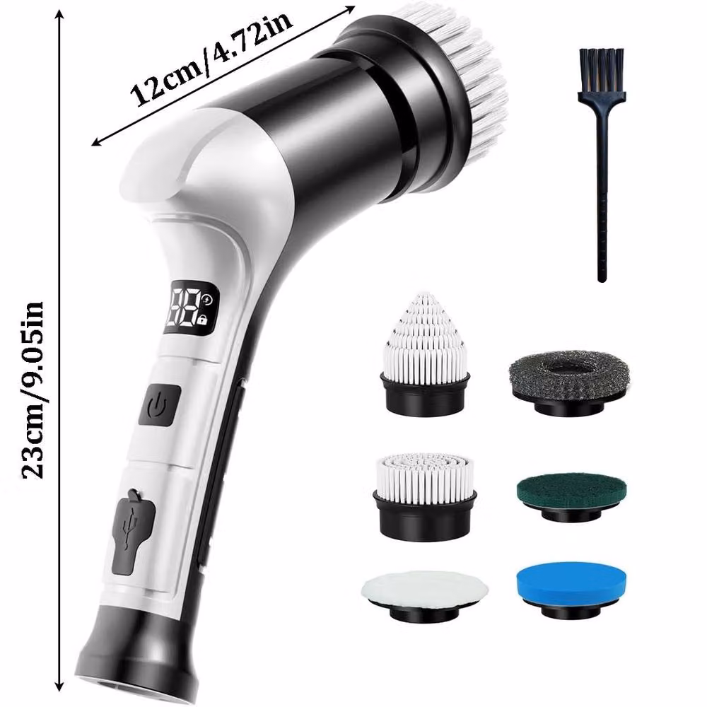 Ventryn 6 in 1 Rotating Electric Scrubber Brush for Deep Cleaning in White – 2