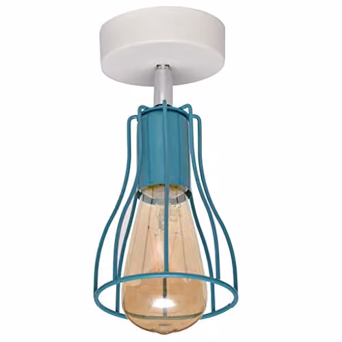 Netlighting Helam Tube Semi Flush Ceiling Light in White and Turquoise