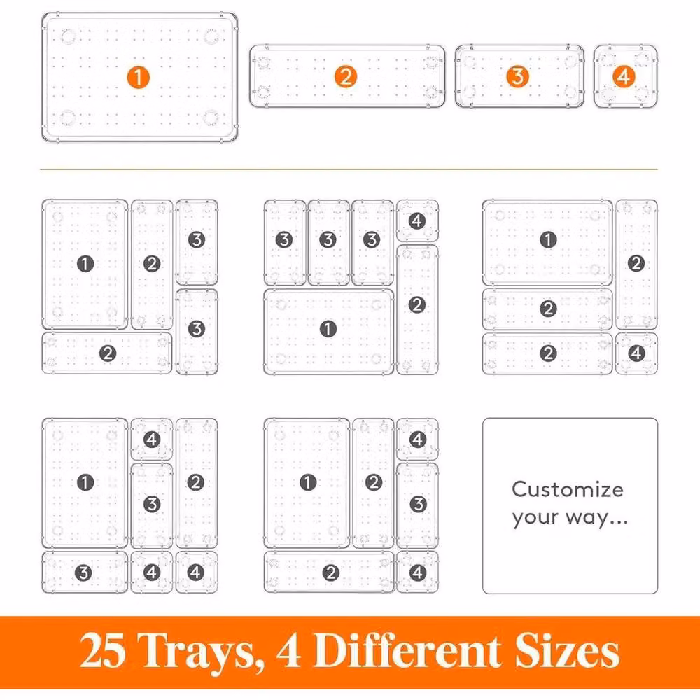 NESTLUNE 25-Piece Clear Plastic Makeup and Drawer Organiser Divider Set – 3