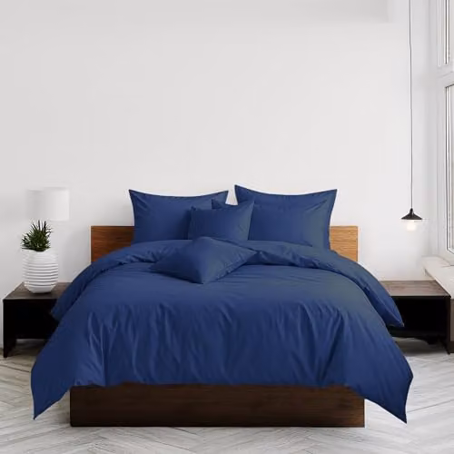 Home Sweet Home UK Plain Dyed Polycotton Duvet Cover and Pillowcase Set in Blue, Double Size, W/D/H: 200 x 140 x 48 cm – 3