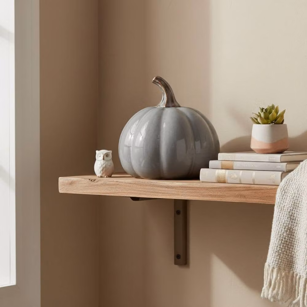 Four Candle Glazed Ceramic Pumpkin Ornament in Grey for Autumn and Halloween Decoration – 2