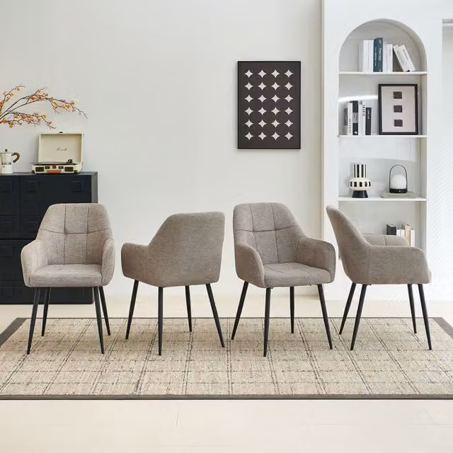 SONARA Set of 4 Ergonomic Modern Dining Chairs in Brown Chenille Fabric – 1