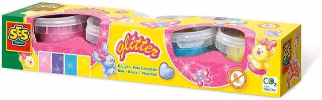 SES Multicolour Dough Glitter Modeling Clay 4 x 90g
