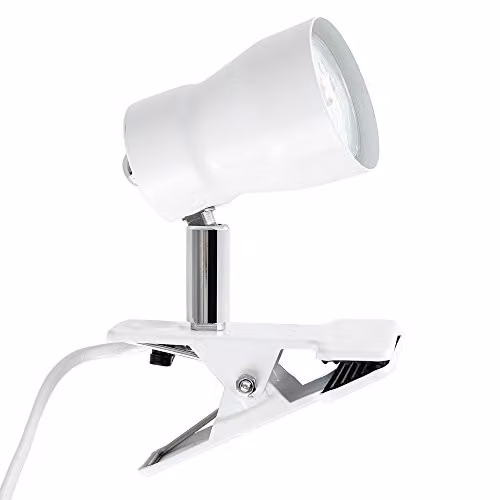 ValueLights Adjustable White Clip-On Spotlight for Reading and Task Lighting