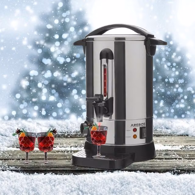 AREBOS Silver Stainless Steel Water Boiler and Hot Drink Dispenser, 6.8 l