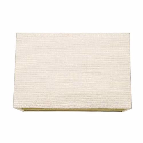 Happy Homewares Modern Rectangular Fabric Lampshade in Beige and White, Width: 30 cm