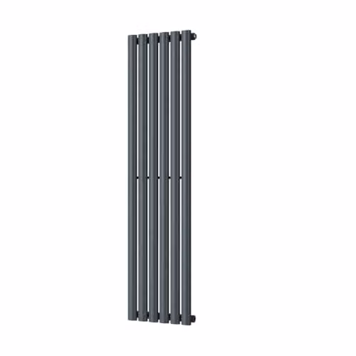 UK Radiators Omeara Anthracite Elliptical Tube Vertical Designer Radiator, H 140 cm x W 34.8 cm – 2