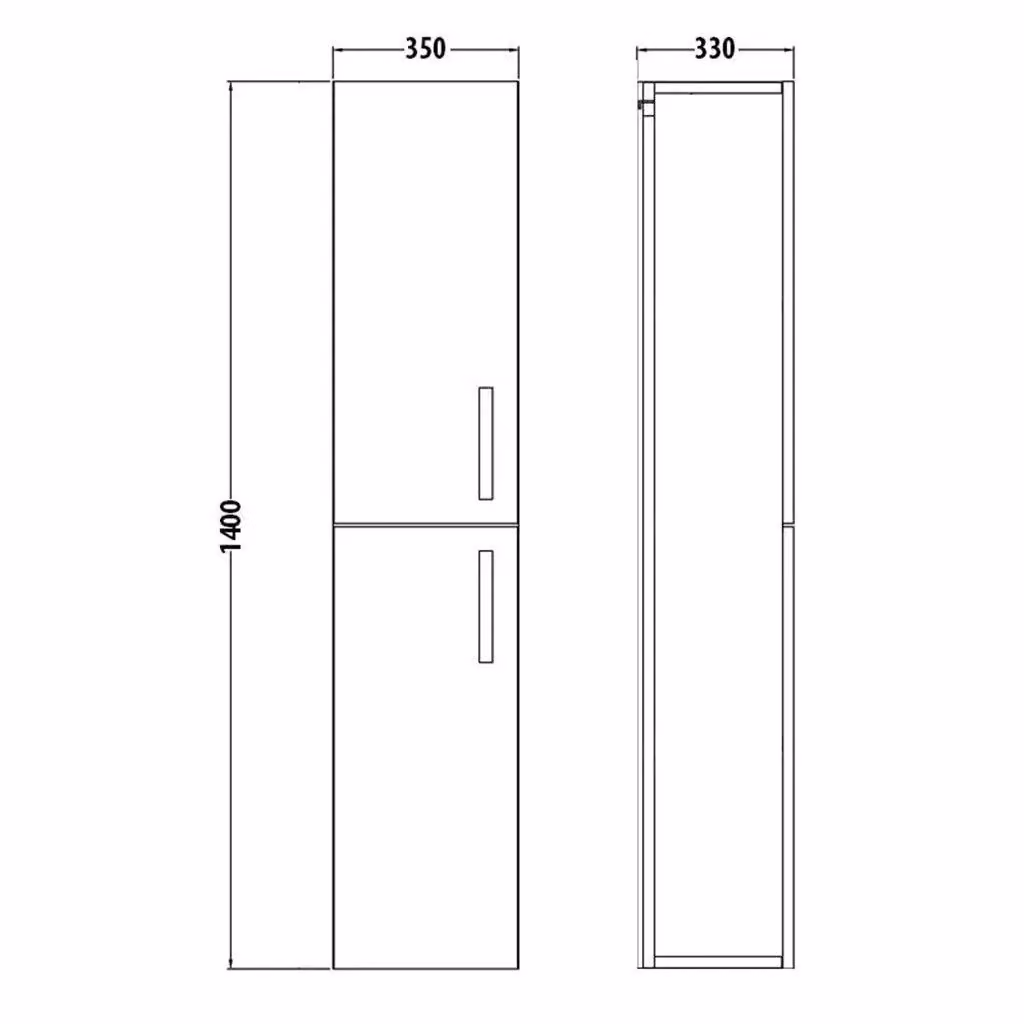 Clifton Basalt Grey Wall Mounted Tall Bathroom Storage Unit with Soft Close Hinged Doors W: 35 cm, H: 140 cm, D: 33 cm – 3