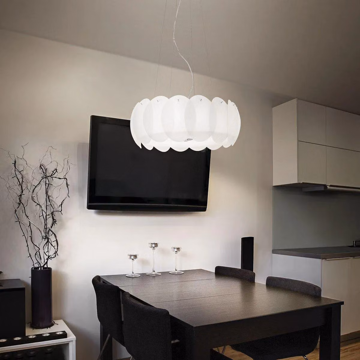 Netlighting Ovalino 5 Light White Glass Oval Pendant Ceiling Light with E27 Bulbs – 2