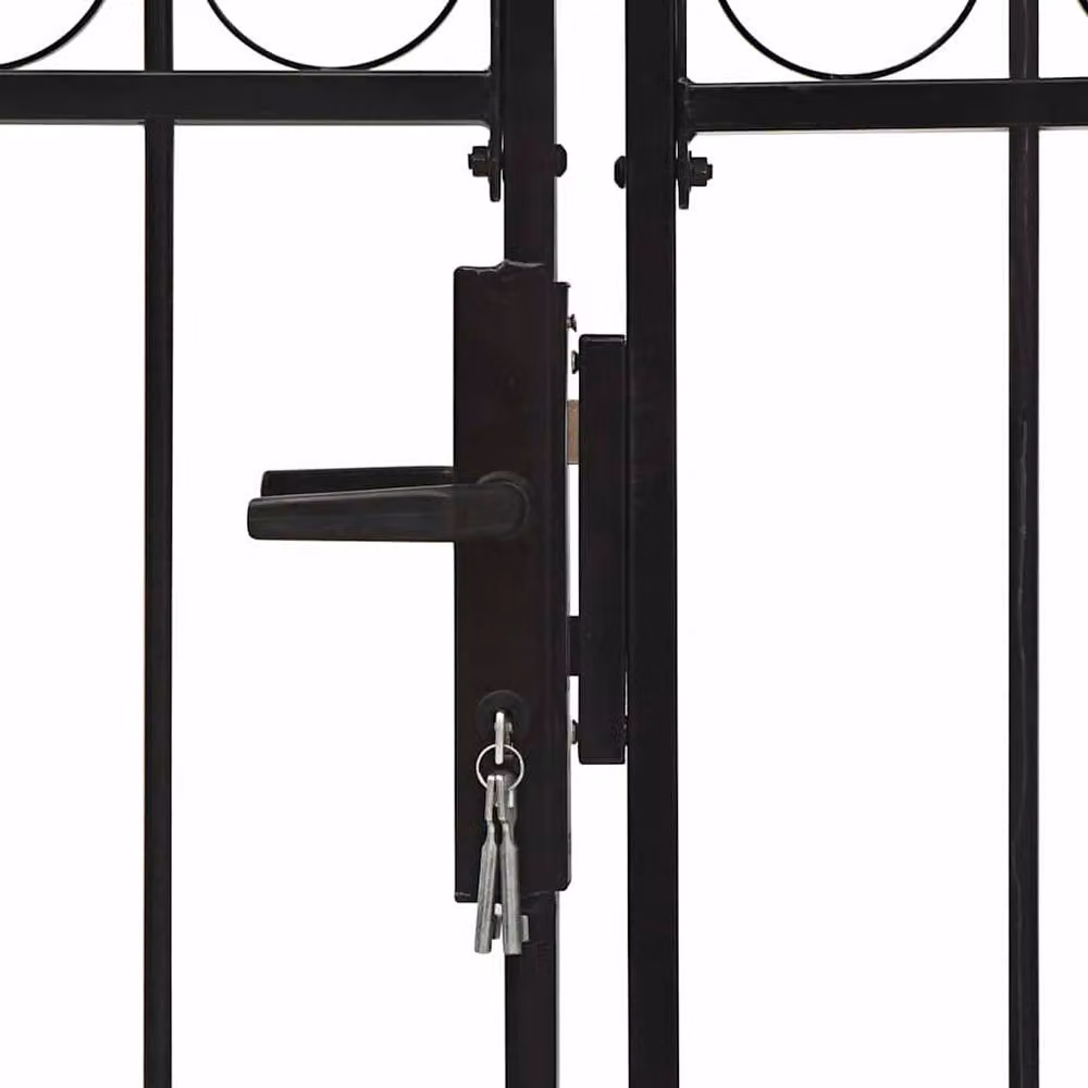 Berkfield Home Black Steel Double Swing Fence Gate with Arched Top, W: 300 cm, H: 150 cm – 2