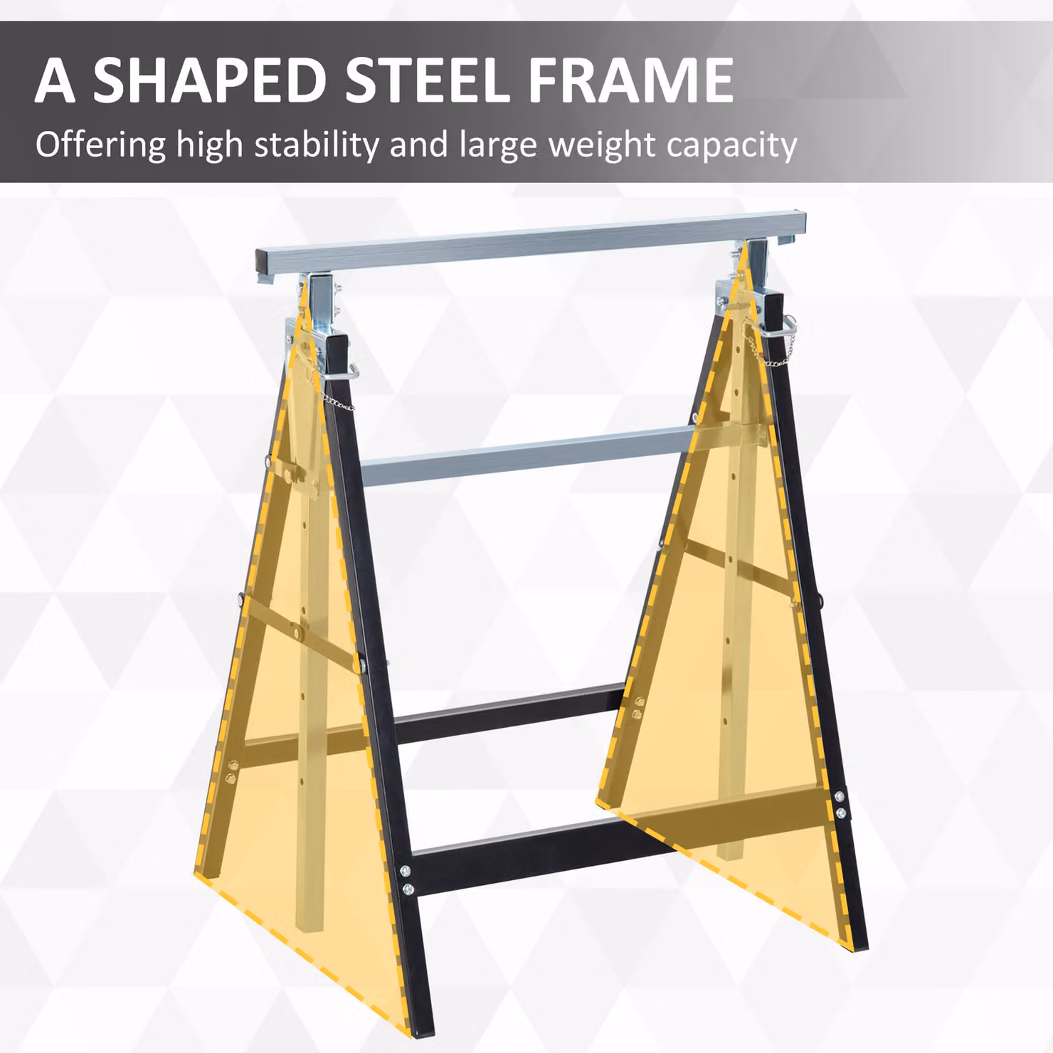 HOMCOM Set of 2 Adjustable Telescopic Steel Builders Trestles in Black – 4