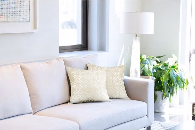 NewEdgeBlinds Modern Square Floral Chenille Cushion Cover in Beige and Yellow