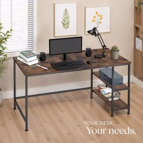 tectake Computer Desk in Brown with MDF Laminate Top and Metal Frame, W/D/H: 120 x 60 x 75.5 cm – 2
