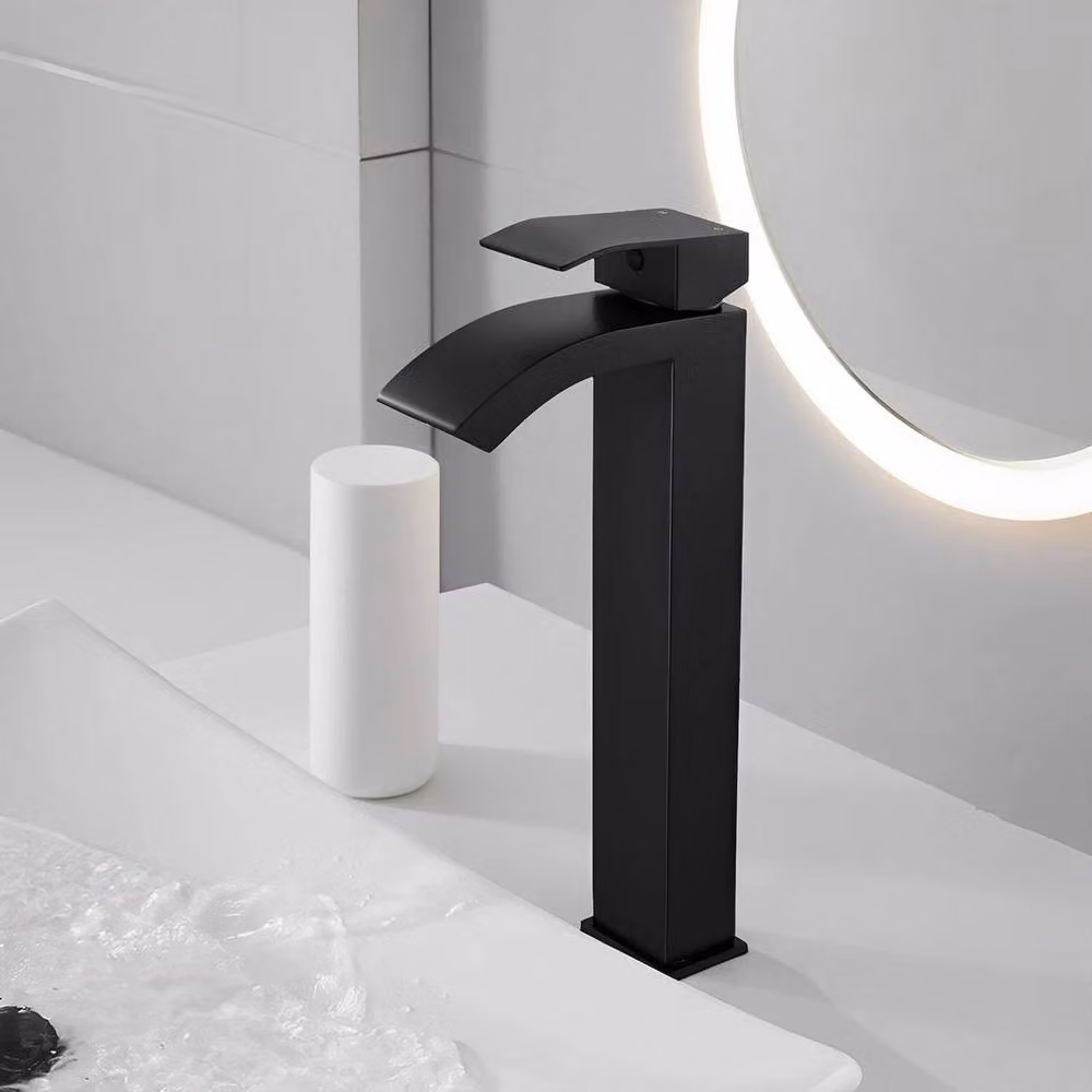 PAWNORA Matt Black Modern Tall Basin Mixer Tap in Stainless Steel – 4