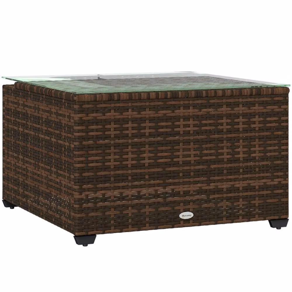 Wyld Haus Nolone Brown Rattan Outdoor Side Table with Glass Top – 2