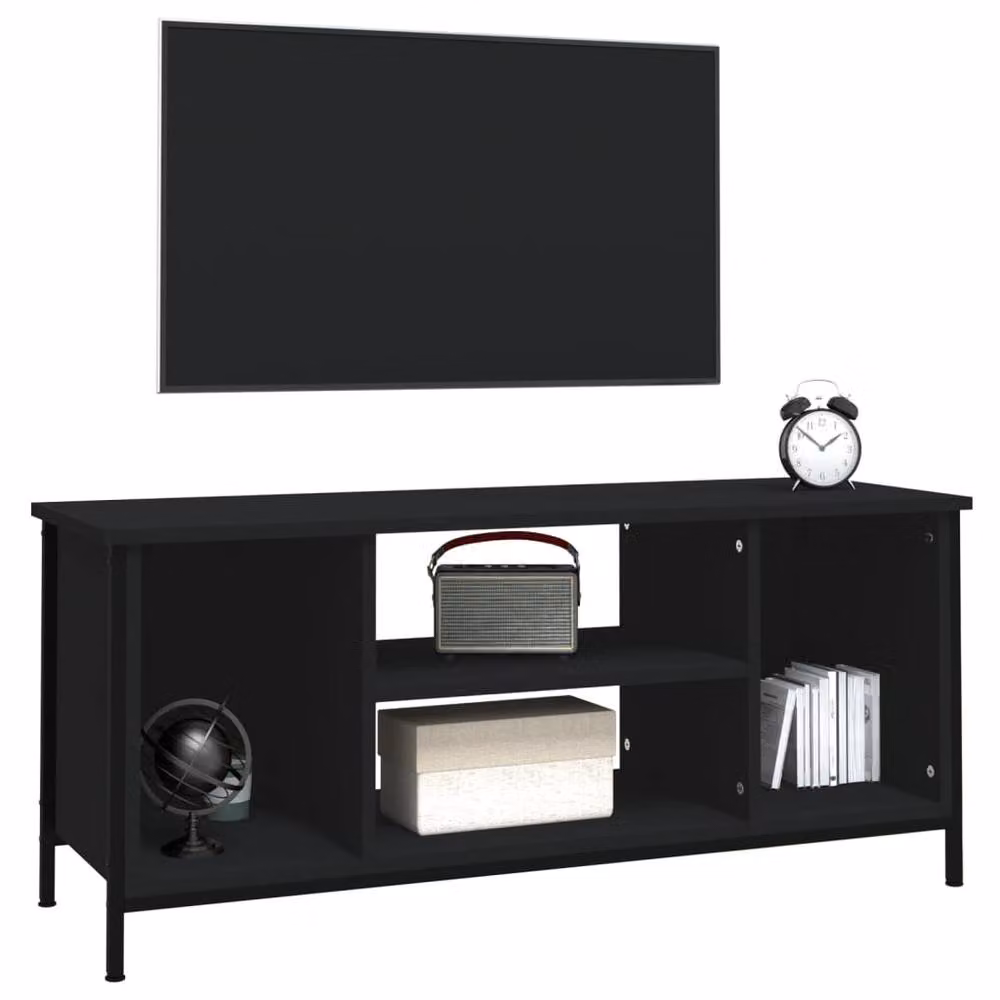 Berkfield Home Modern Black TV Cabinet in Engineered Wood W/D/H: 102 x 35 x 45 cm – 3