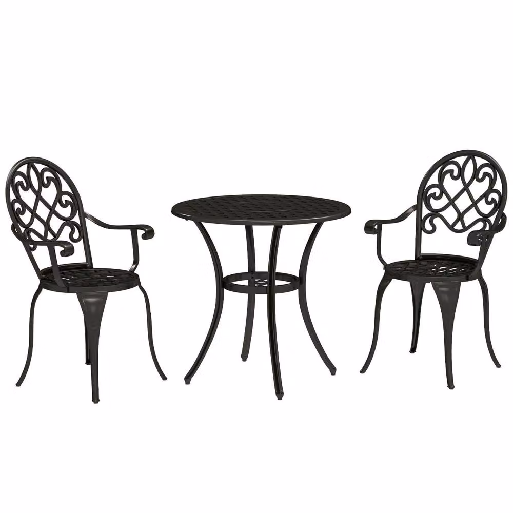 Wyld Haus Ninette 3 Piece Black Matt Powder Coated Aluminium Bistro Set – 2