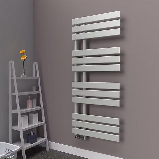 Lux Heat Open Flat Towel Radiator in Dove Grey, H 118 cm x W 50 cm