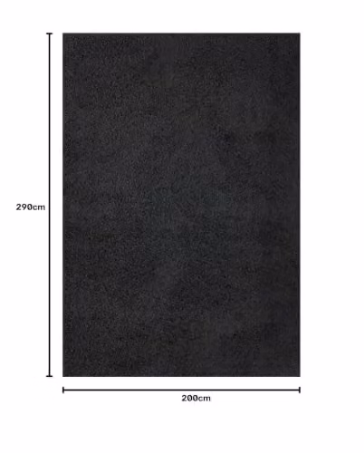 THE RUGS Black Plain Shaggy Rug for Living Room, Bedroom or Hallway, W/D/H: 200 x 290 x 3 cm – 2