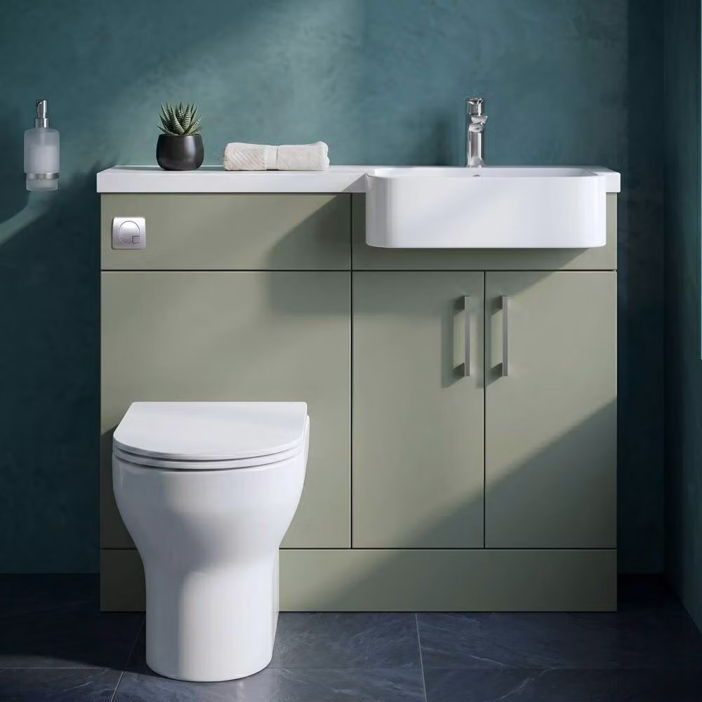 Balterley Wichnor Compact 2 Door Combination Vanity Basin WC Unit, Green, W: 100 cm – 3