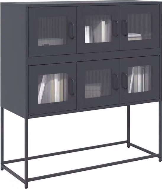Berkfield Home Anthracite and Black Industrial Sideboard in Matt Cold-rolled Steel, W/D/H: 100.5 x 39 x 107 cm – 1