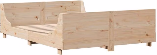 Berkfield Home Modern Solid Wood Pine Bed Frame with Lift Up Base, Beige, W/D/H: 120 x 200 cm