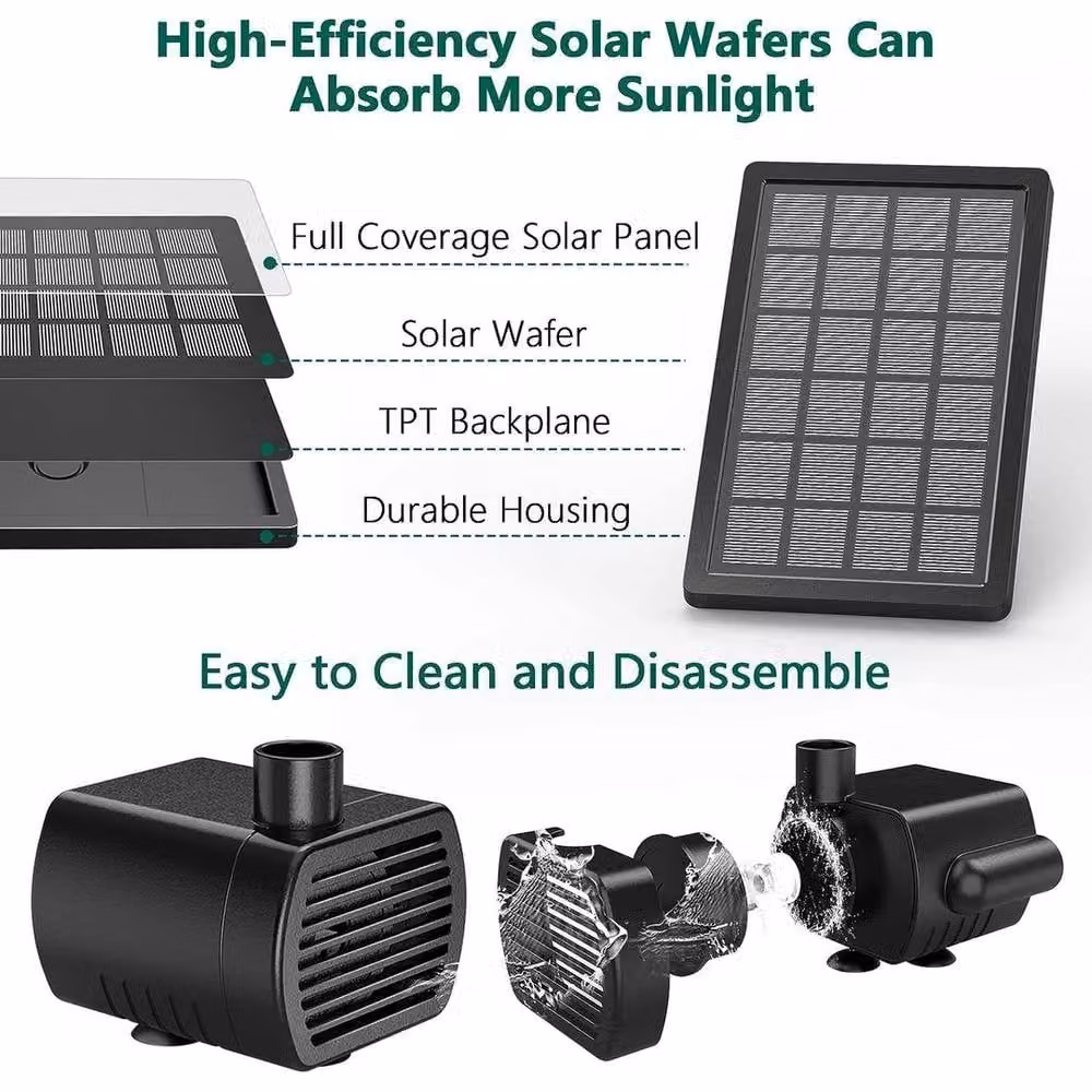 KORVIXA Solar Floating Fountain Pump Water Feature, Black, W/D/H: 100 x 100 x 100 cm – 2