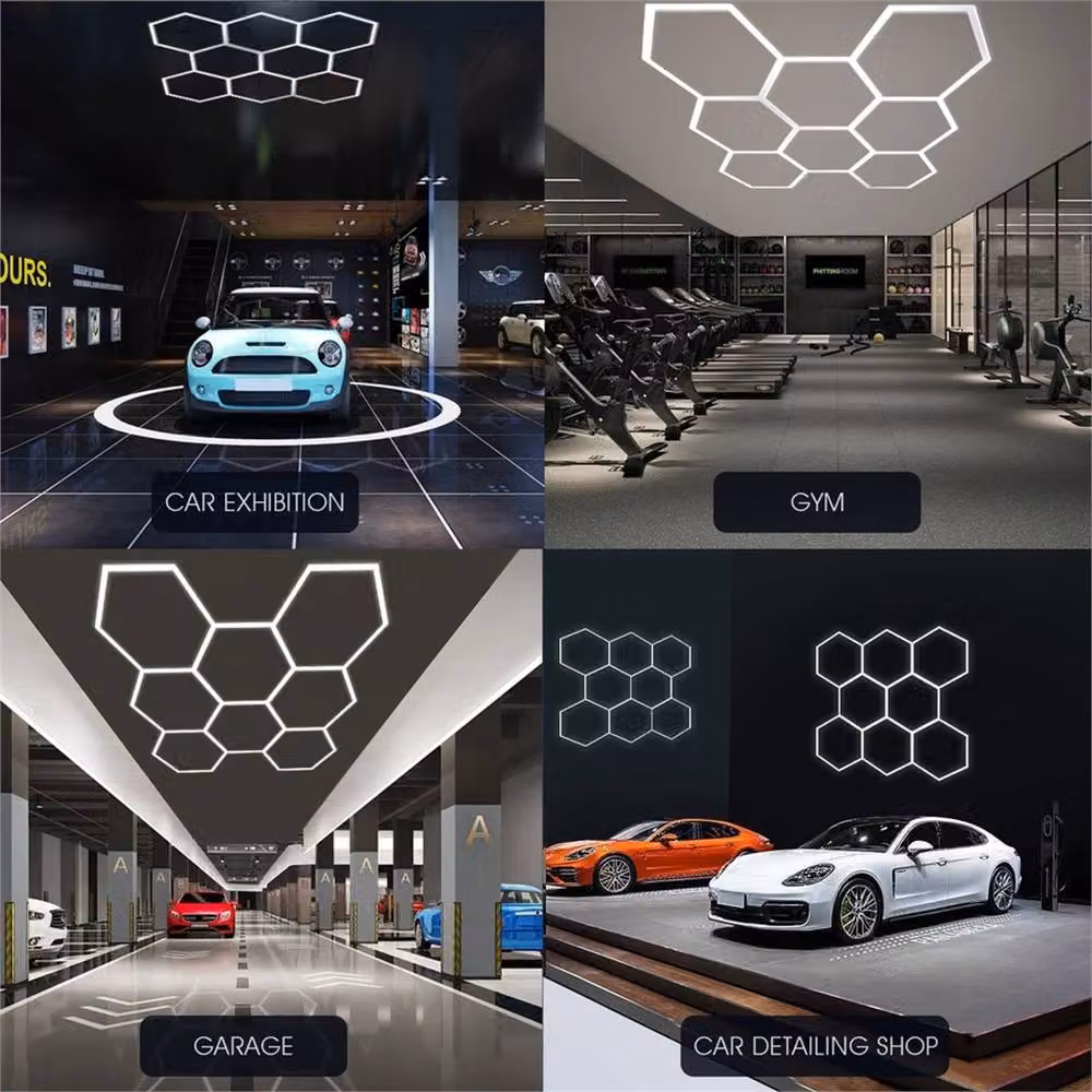 Nordara 8 Hexagon LED Ceiling Lighting in White for Garage, Workshop or Home – 5