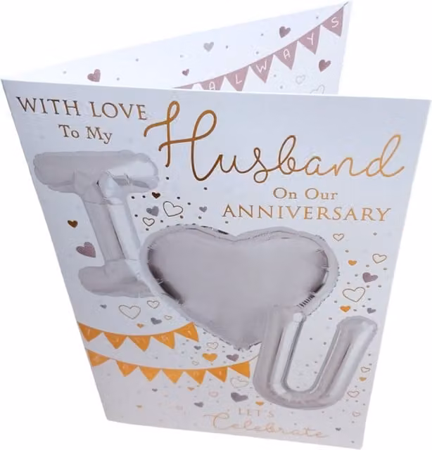 Balloon Boutique Happy Anniversary Greeting Card for your Husband in Multicolour and White