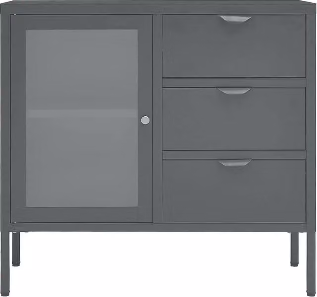 Berkfield Home Anthracite Sideboard in Dark Grey with Steel and Tempered Glass, W/D/H: 75 x 35 x 70 cm – 1