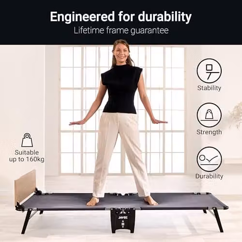 JAY-BE QE80 Quick Folding Bed with Comfort Mattress, Black, W/D/H: 80 x 190 x 32 cm – 5