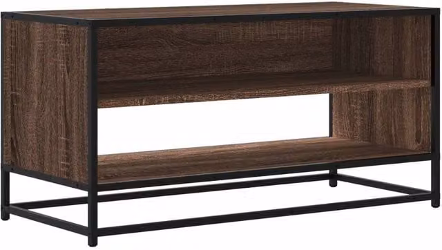 Berkfield Home Brown Oak TV Cabinet in Engineered Wood and Metal, W/D/H: 91 x 40 x 46 cm – 1