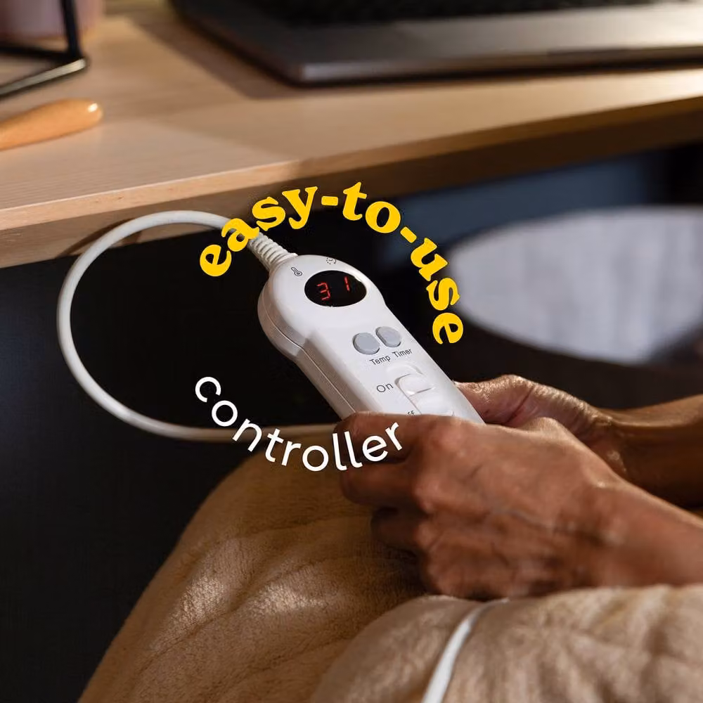 Russell Hobbs Beige Sherpa and Microfleece Heated Throw Electric Blanket with Digital Remote, W/D/H: 180 x 130 cm – 4