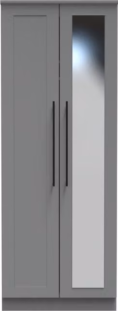 2 U Howard Tall 2 Door Mirrored Wardrobe in Dark Grey, Ready Assembled – 1